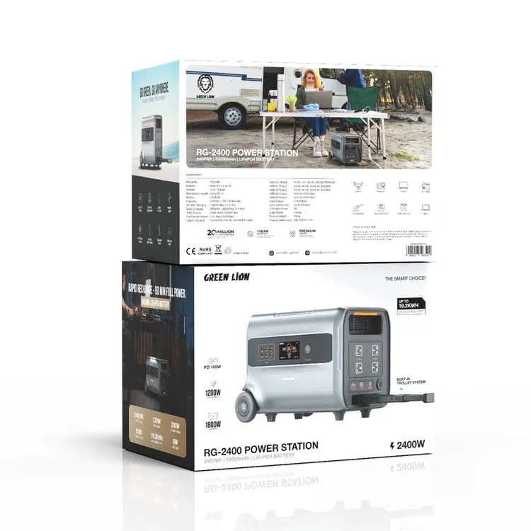 Green Lion Power Station – 2400Wh LiFePO4 Backup Battery with PD100W, Solar & AC Input, LED Display, EV-Grade Power Supply | RG2400 | GNRG2400PSGY |