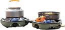 Green Lion Twin Flame Foldable Camping Stove, 160 g/h*2 Gas Consumption, Piezoelectric Ignition, Heat Resistant Shell, 5 kg + 5 kg Max Load, Non-Slip Rack, Adjustment Knobs-Green |GNTWNFLMGN|