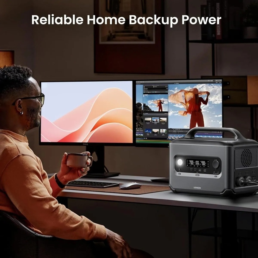UGREEN PowerRoam 1024Wh 1200W Portable Power Station – Fast-Charging PowerZip (80% in 50 Mins), U-Turbo 2500W Support, EV-Rated LFP Batteries (3000+ Cycles), Pure Sine Wave AC, 1565W Total Output | GS1200 - 15055A |