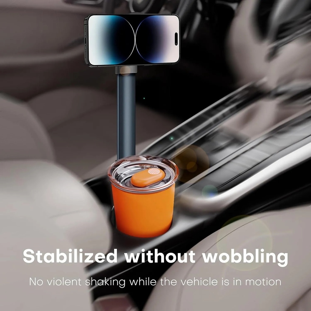 7MD 2‑in‑1 Car Cup Holder Expander & Magnetic Phone Mount – 360° Rotation, Adjustable Arm Extends to 36.2cm, Compatible with Smartphones & Drink Containers | 7MD49625 |