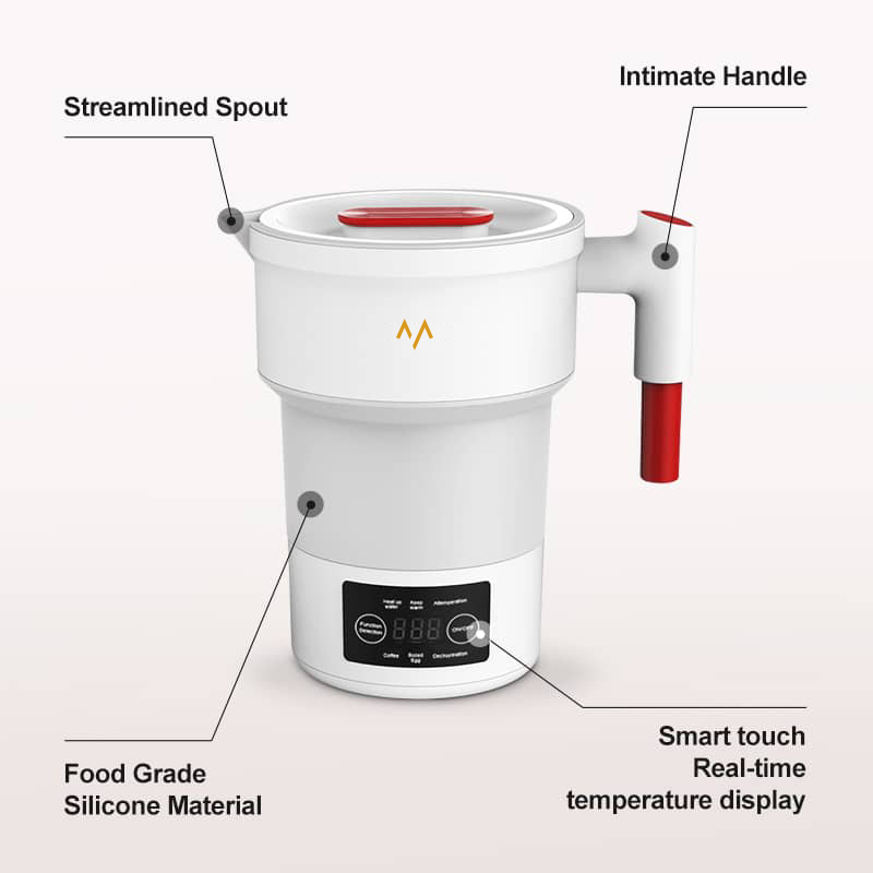 7MD Portable Foldable Electric Kettle – 600ml, Travel-Friendly, Silicone & Stainless Steel, UK 3‑Pin Plug, 850W Rapid Boil | 7MD48025 |