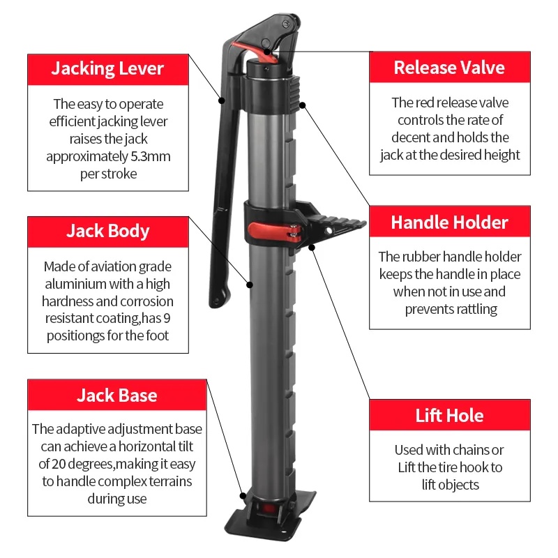 Powerful Hydraulic Off-Road Jack – Electric Steel Lift Tool for SUV & Pickup, Adjustable for Overlanding, 2000kg (4429lbs) Load, 150–860mm Lift Height, 1065mm Max