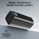 Promate Ultra-Compact 130W Multi-Port Power Bank, 20000mAh with Retractable USB-C Cable and TFT LCD Screen | Titan-130RC |