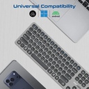 Promate Full-Size Slim Wireless Keyboard with Scissor Keys, Multi-Device Bluetooth 5.1 & 2.4GHz, USB-C Rechargeable, 100-Hour Battery, Compatible with Windows, Mac & Android | ProKeys-X2.EN\AR |