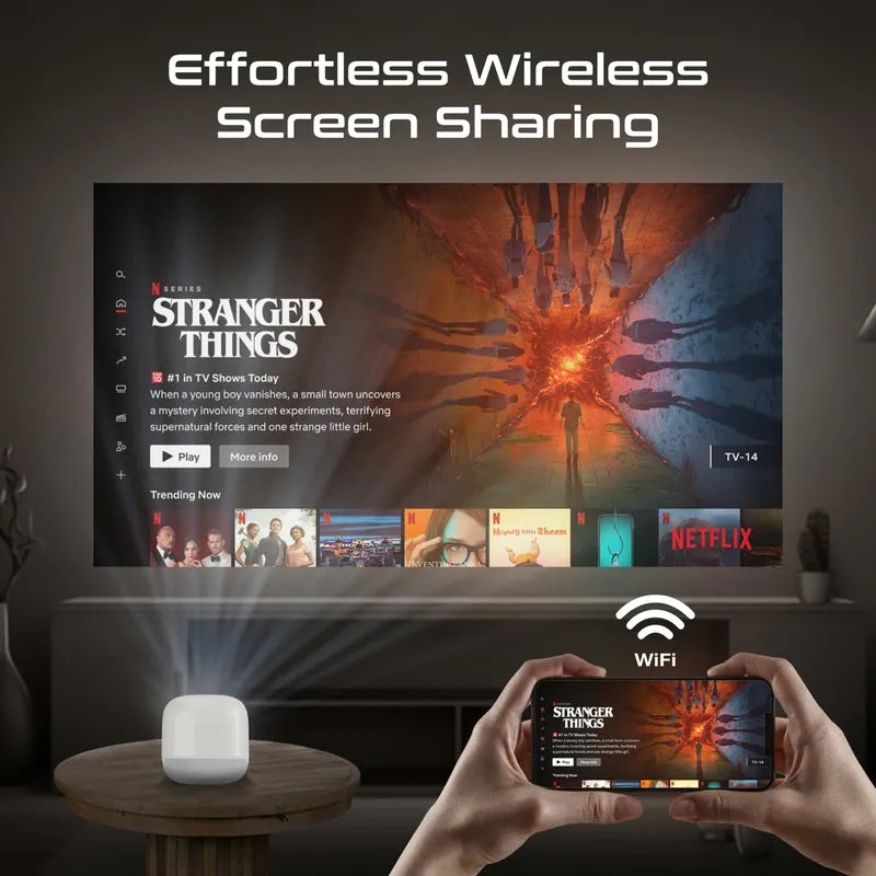 PROMATE Ultra-Portable 4K Wireless DLP Projector with Touch Control, Android 13 & Bluetooth | CubeCast-2 |