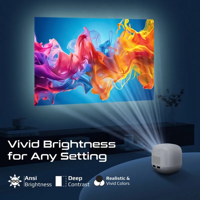 PROMATE Ultra-Portable 4K Wireless DLP Projector with Touch Control, Android 13 & Bluetooth | CubeCast-2 |