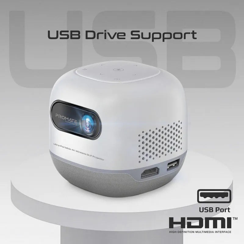 PROMATE Ultra-Portable 4K Wireless DLP Projector with Touch Control, Android 13 & Bluetooth | CubeCast-2 |