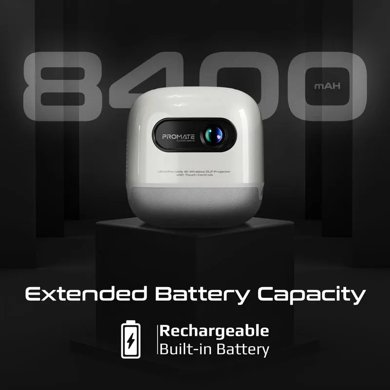 PROMATE Ultra-Portable 4K Wireless DLP Projector with Touch Control, Android 13 & Bluetooth | CubeCast-2 |