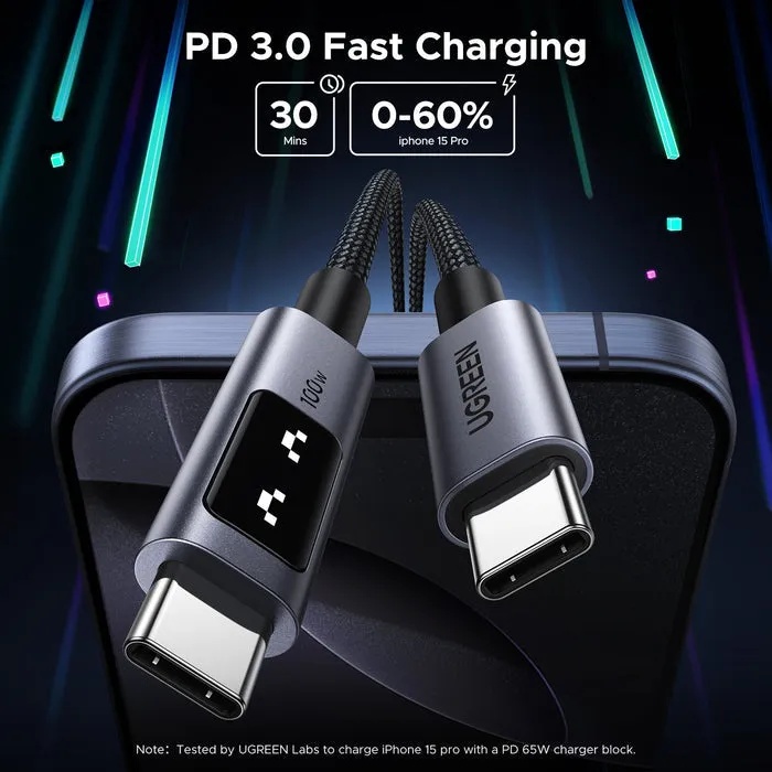 UGREEN UNO 100W USB-C to USB-C Fast Charging Cable (1m) – PD Power Delivery, 480Mbps Data Sync, Braided Design, E-Marker Chip | L509 \ 35501 |
