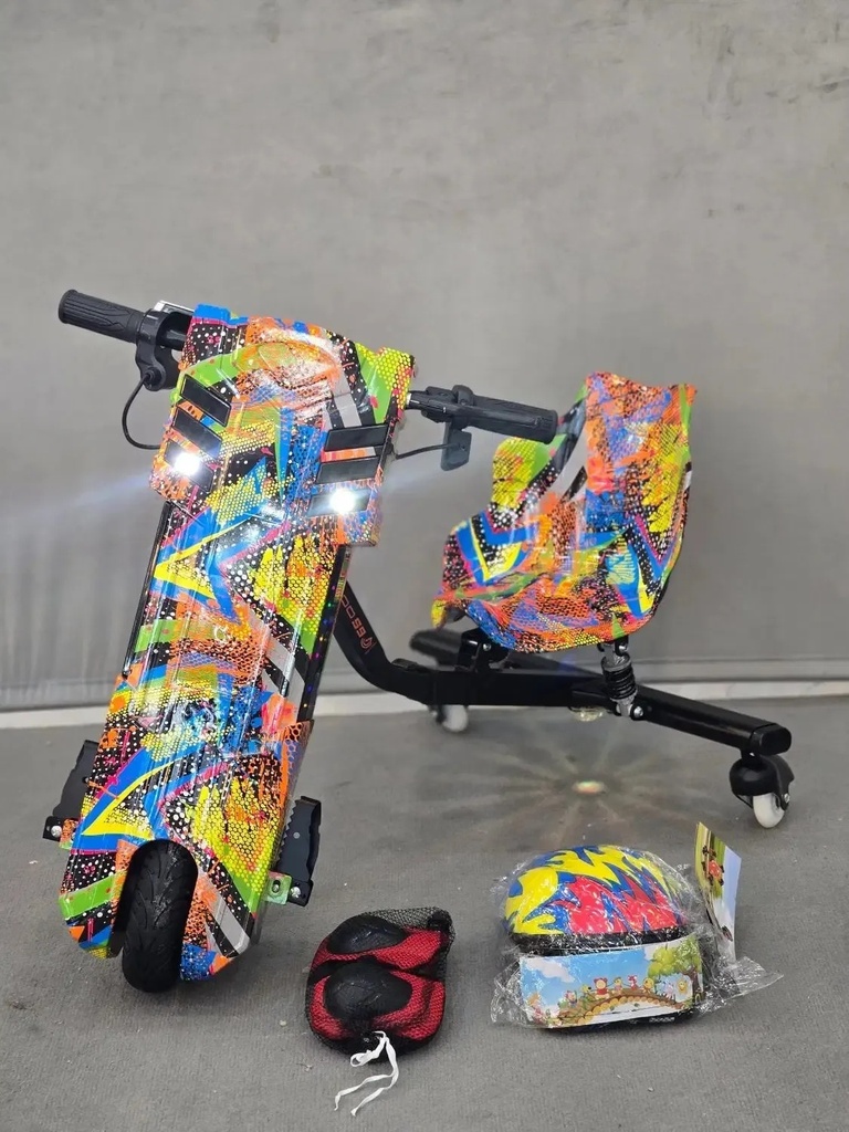 KUGOO Three-Wheel Kids Drifting Electric Scooter – LED Lights, Speaker & Display, 3 Speed Modes, 360° Drift