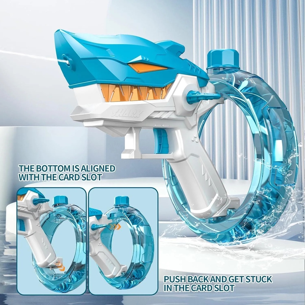 A&T TOY Electric Shark Water Gun for Kids & Adults – Powerful Automatic Water Blaster with 10m Long Range, 300cc Large Capacity, Rechargeable Summer Toy for Pool, Beach & Outdoor Parties (Ages 8–12+) | A&T-44025 |
