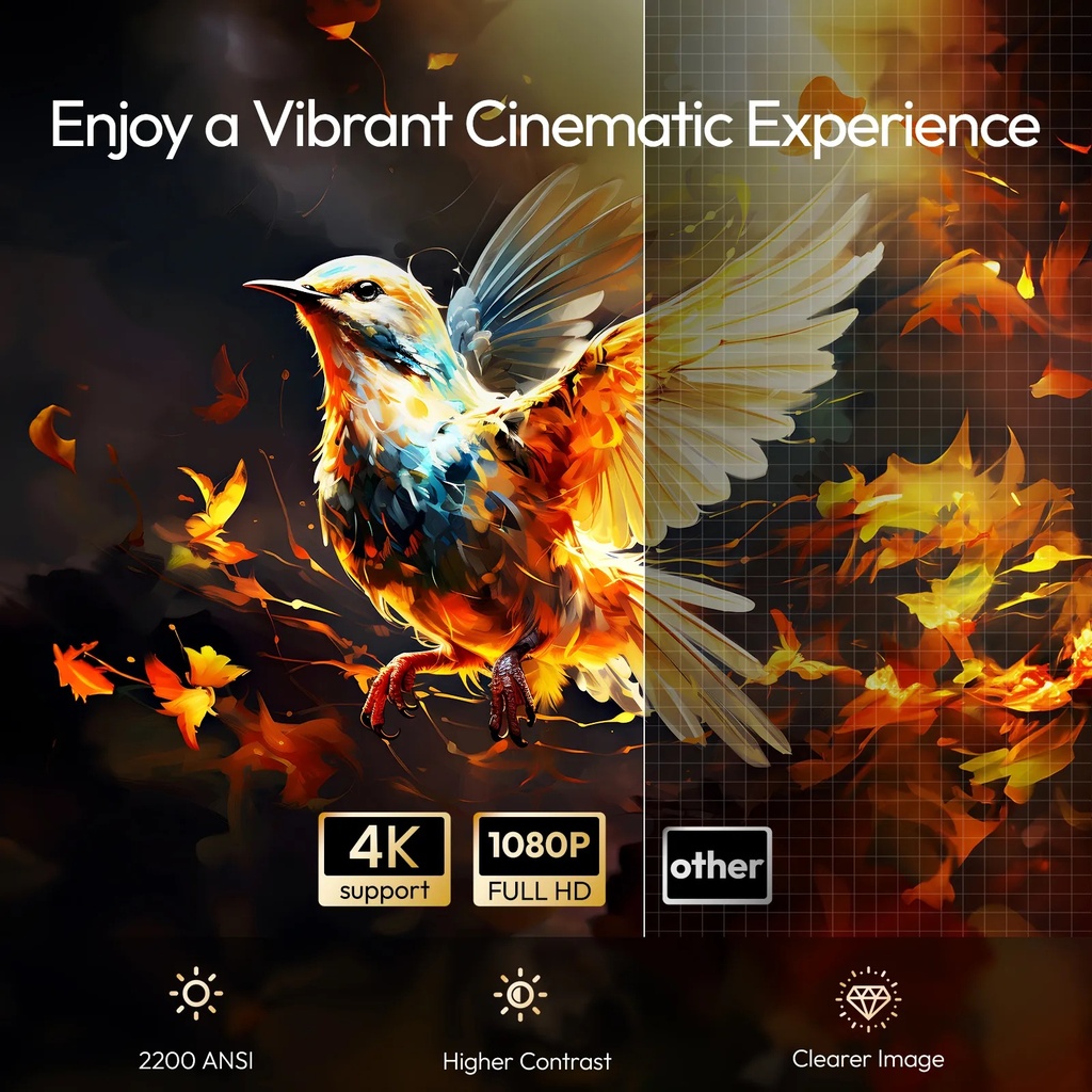 Byintek Smart WiFi DLP Projector with 2200 ANSI Brightness, Full HD 1080P, Google TV 11.0, PTZ Stand and Dual Wireless Microphones for Karaoke & Home Cinema With One Year Free SUB | UFO R90 Max |