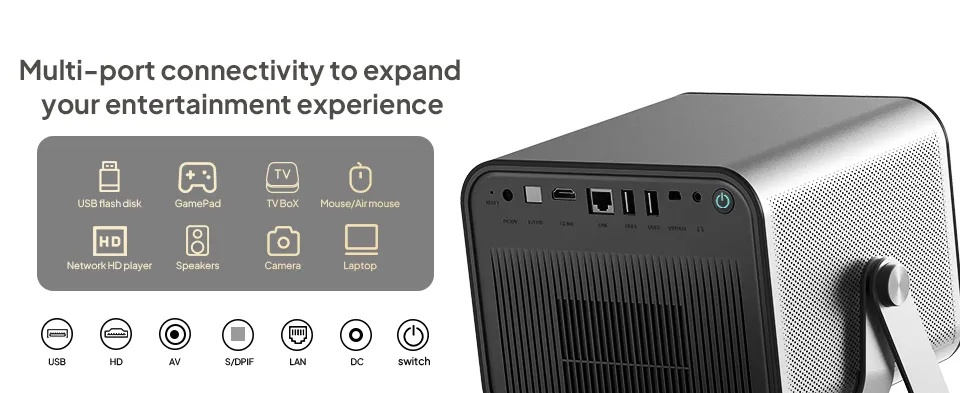 Byintek Smart WiFi DLP Projector with 2200 ANSI Brightness, Full HD 1080P, Google TV 11.0, PTZ Stand and Dual Wireless Microphones for Karaoke & Home Cinema With One Year Free SUB | UFO R90 Max |