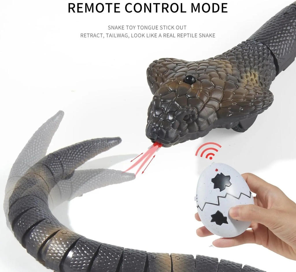 A&T TOY Realistic Remote Control Cobra Snake Toy – Rechargeable RC Snake with Smart Sensing & Infrared Controller, 16-Inch Prank & Cat Toy, Gift for Kids Ages 6+