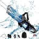 A&T TOY Super Gatling Water Gun – Double Barrel Automatic Water Gun with LED Lights, Rechargeable Battery & Large Backpack Tank | A&T-005G |