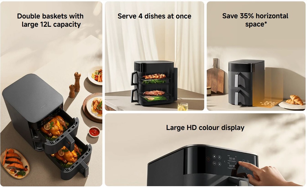 Xiaomi Smart Double Stack Air Fryer 12L – 2800W, 2 Double Baskets, 360° Airflow, 14 Preset Modes, Large HD Display, Multi-Dish Cooking | MAF-DS1201 |