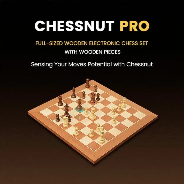 Chessnut Pro Full-Sized Wooden Electronic Chess Set with Tournament Board & LED Move Display | CP100 |