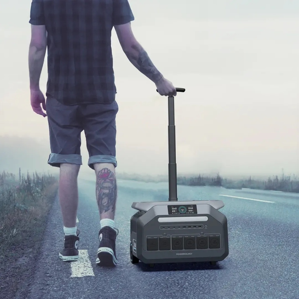 Powerology Solar Input Portable 640000mAh Generator – 2500W Output, 5000W Peak, MPPT Solar Input, 4 AC & USB-C PD Ports | PPBCHA86 |