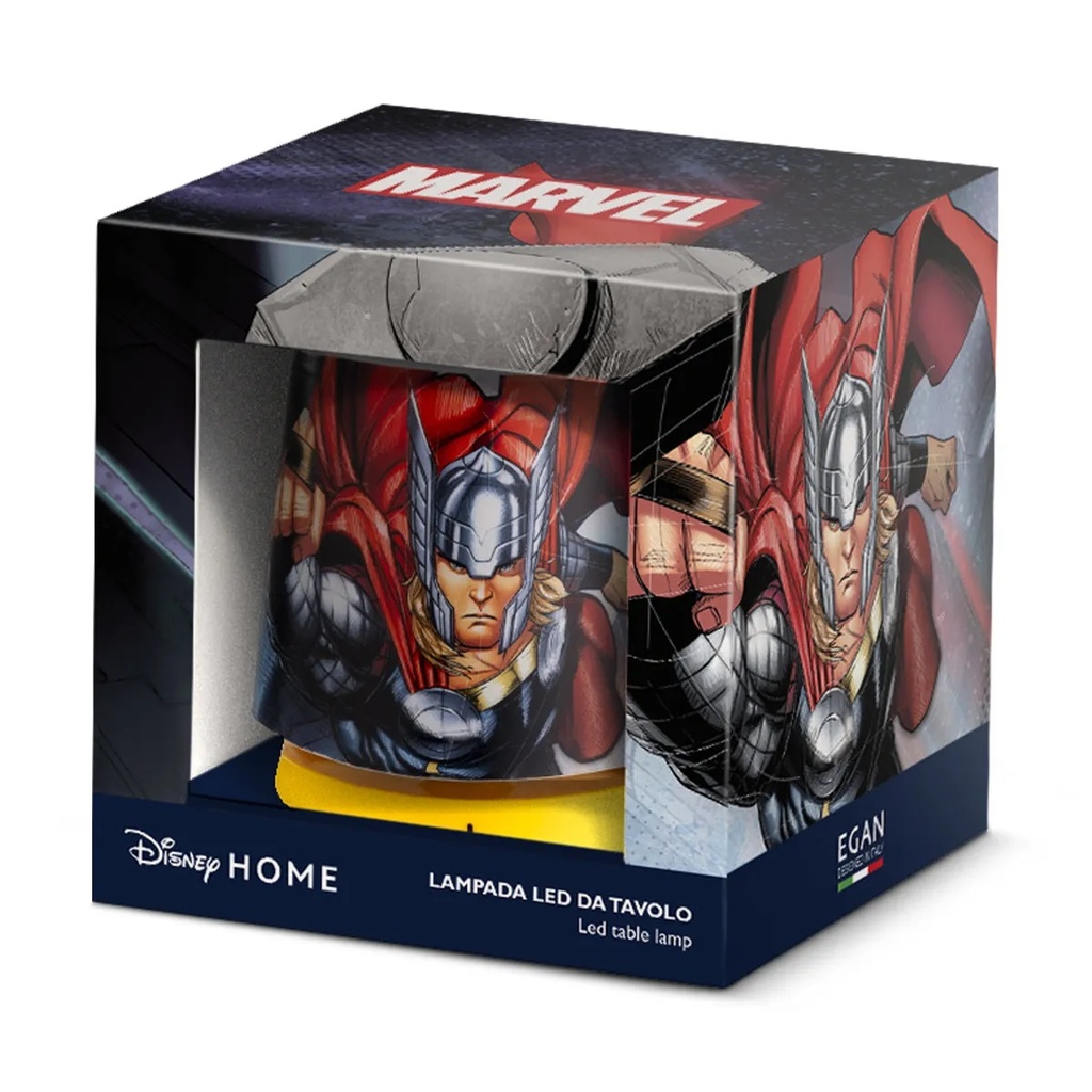Disney Marvel LED Lamp – 11 cm | Thor, Spider-Man, Hulk, Captain America | Adjustable Height & USB Powered.