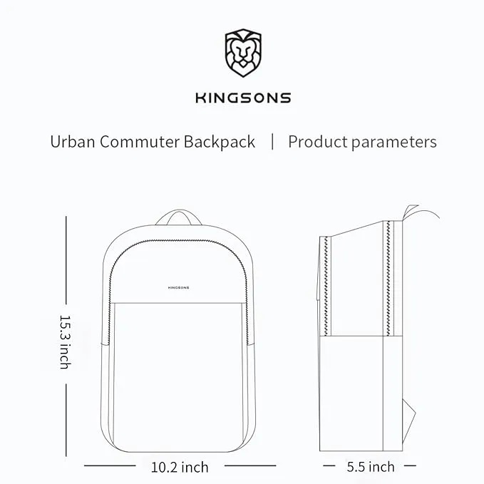Kingsons Slim Travel Backpack – Waterproof Nylon Business & Laptop Backpack for Work, Travel & Commuting | KS25002 |