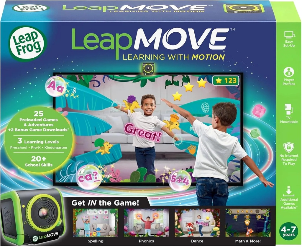 LeapFrog LeapMove Active Learning Video Game System – Motion-Control Educational Games for Kids (Ages 4–7)