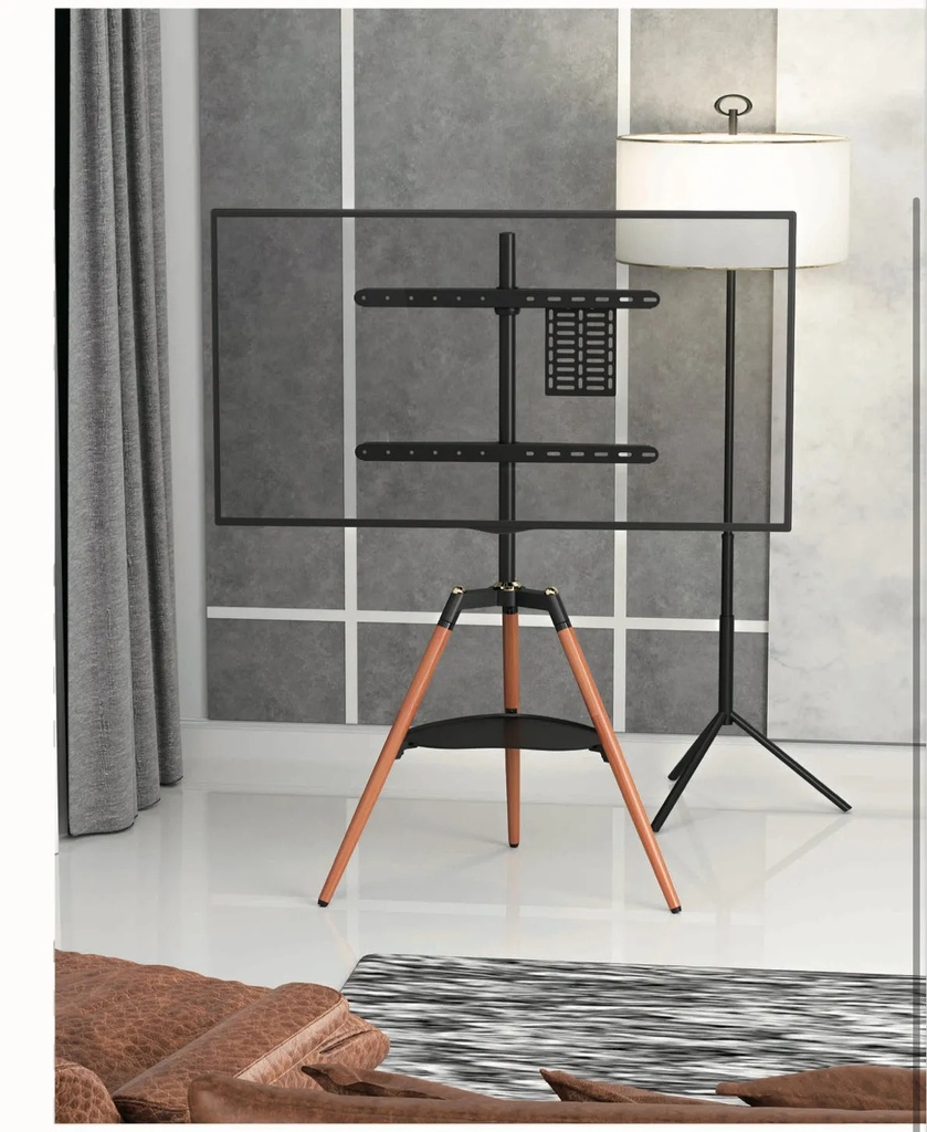 Alebdaa Luxury Wooden Three-Leg MoveUp TV Stand with Shelf – Artistic Tripod Design for 32–75" TVs | H04006B-600 |