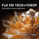 Powerology Starbeam 100 inch 4K GTV Projector – Android 9, Google TV, Brightness 450 ANSI, Full HD, 3D Support, 15000mAh Battery, USB & HDMI Connectivity, Laser Auto-Focus, Portable Home Entertainment Projector, With One Year Free SUB | PGTVPBK |