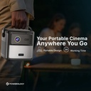 Powerology Starbeam 100 inch 4K GTV Projector – Android 9, Google TV, Brightness 450 ANSI, Full HD, 3D Support, 15000mAh Battery, USB & HDMI Connectivity, Laser Auto-Focus, Portable Home Entertainment Projector, With One Year Free SUB | PGTVPBK |