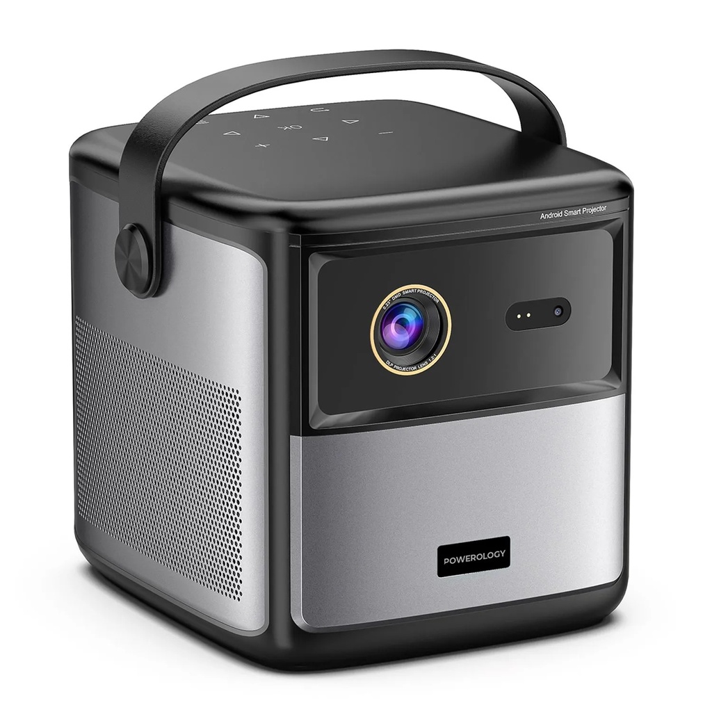 Powerology Starbeam 100 inch 4K GTV Projector – Android 9, Google TV, Brightness 450 ANSI, Full HD, 3D Support, 15000mAh Battery, USB & HDMI Connectivity, Laser Auto-Focus, Portable Home Entertainment Projector, With One Year Free SUB | PGTVPBK |