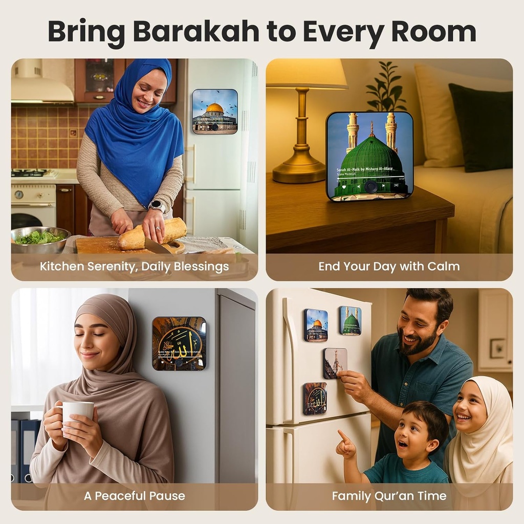 Quran Magnetic Speaker For Fridge | USB-C Rechargeable, Button Control | Islamic Fridge Magnet Audio Player | Perfect Ramadan & Eid Gift