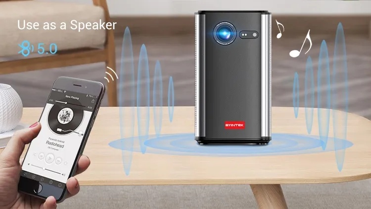 BYINTEK P70 Portable DLP Projector with Android 9.0 – 4K Support, 3D, Auto-Focus, 8000mAh Battery, With One Year Free SUB | P70X |