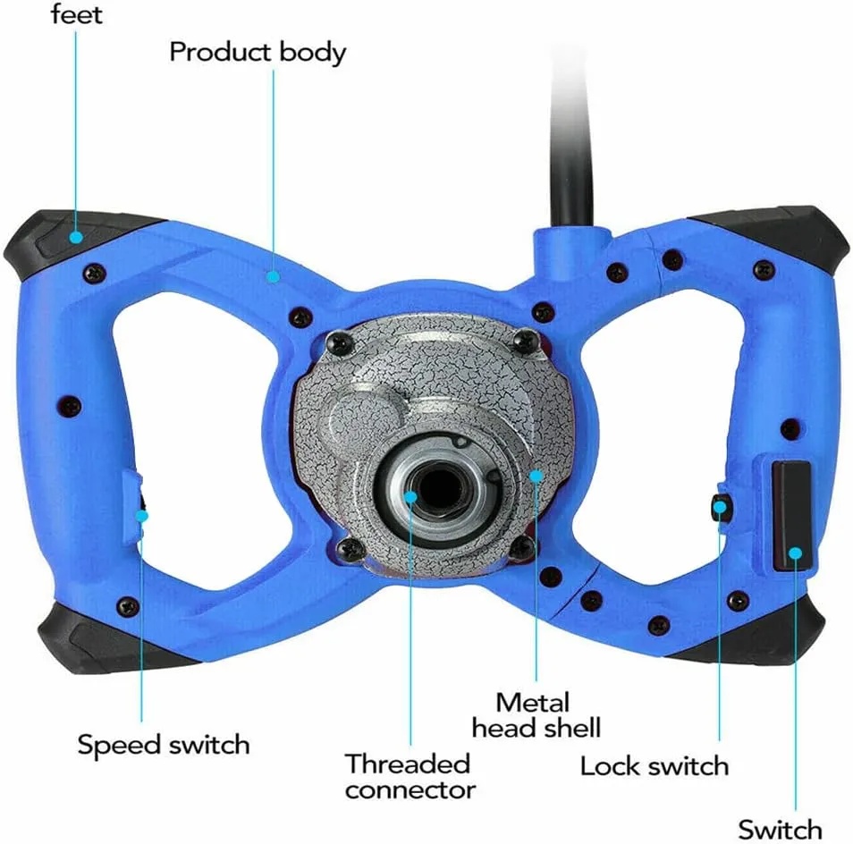 Portable Electric Harees Mixer – 2600W Handheld Mixer with M14 Spiral Rod, 6-Speed Control, 120mm Stirrer