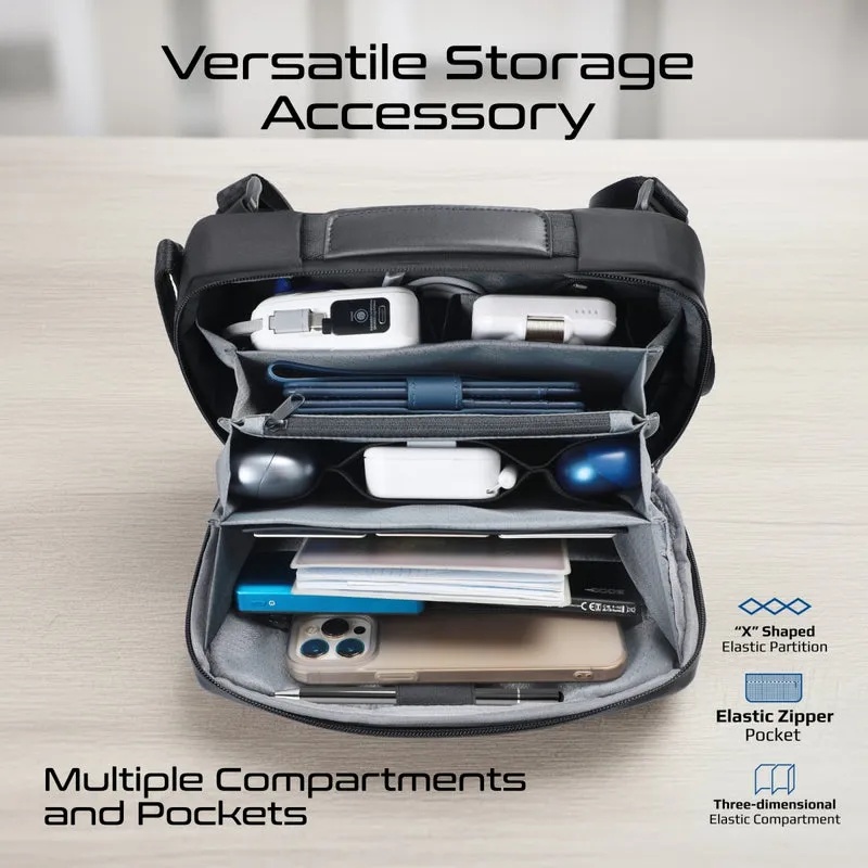 Promate Multi-Pocket Tech Pouch with Biometric Lock | UrbanPouch-Pro |