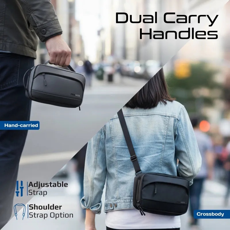 Promate Multi-Pocket Tech Pouch with Biometric Lock | UrbanPouch-Pro |