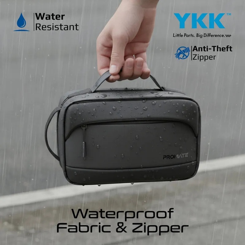 Promate Multi-Pocket Tech Pouch with Biometric Lock | UrbanPouch-Pro |