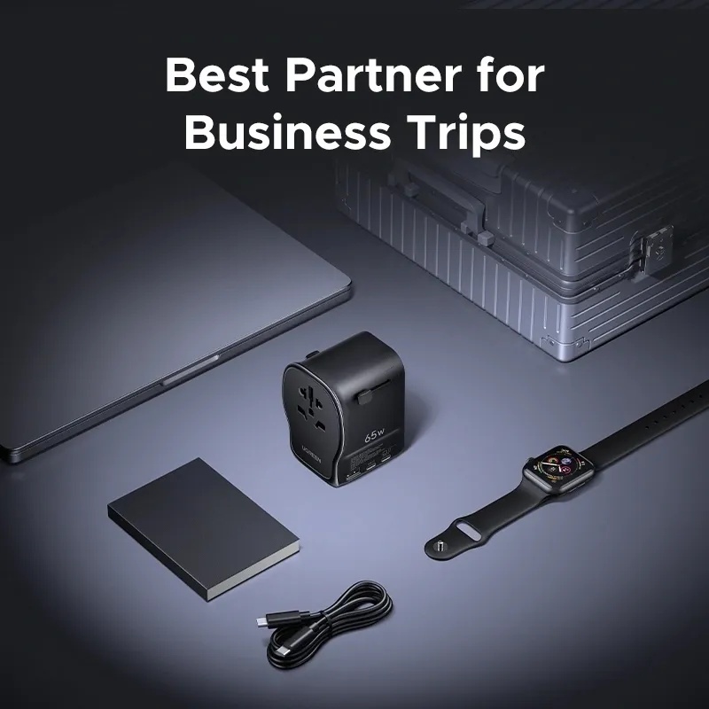 UGREEN 65W GaN Universal Travel Charger with 3 USB Ports (2 USB-C + 1 USB-A) & AC Socket – PD Fast Charging | S550 / 55001 |