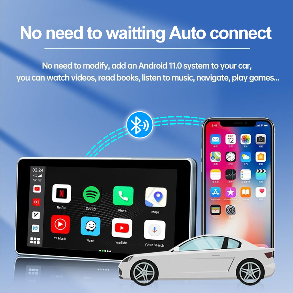 Carplay Smart AI Box, Android 13 , Wireless Streaming Device for Android Cars with HDMI Output, Built-In Apps & Wireless Carplay 8G(RAM)+128GB (ROM) Model:T6-Pro