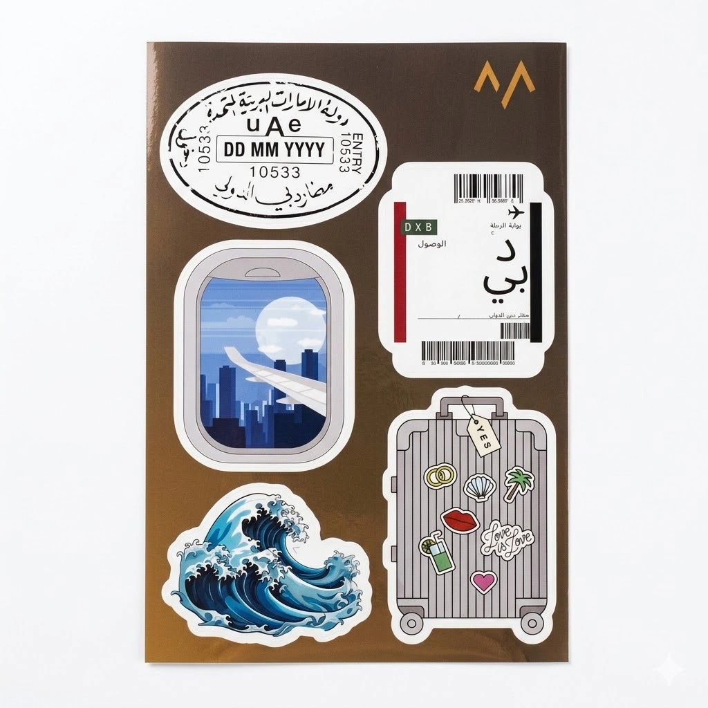 7MD Emirati Travel Stickers Collection – Premium UAE-Themed Stickers for Luggage & Accessories