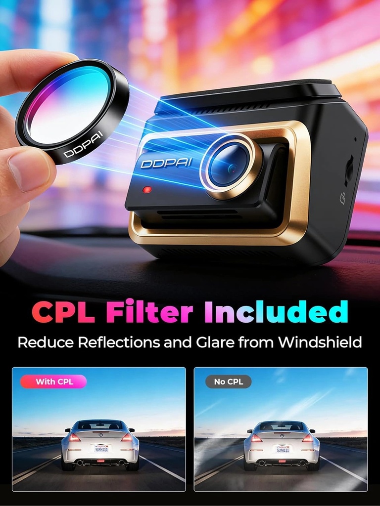 DDPAI Z90 Master Dual 4K Dash Cam with Front & Rear Recording, STARVIS 2 Night Vision, 24H Parking Mode, GPS, 5G WiFi, 3" Touch Screen & 128GB Built-in Storage | DZ003-07 |