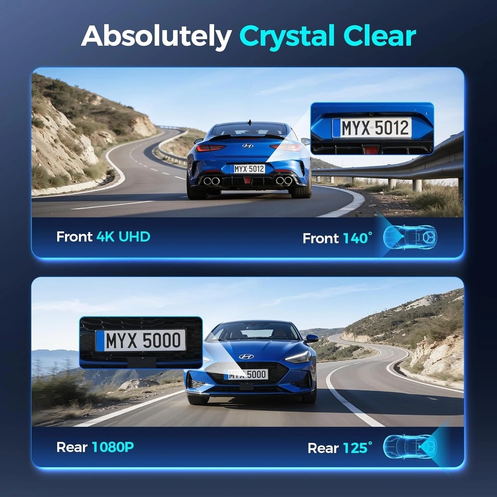 DDPAI N5 Dual 4K Dash Cam with Front 2160P + Rear 1080P Recording, Built-in 32GB eMMC, ADAS, GPS & 5G WiFi | DN005-01 |