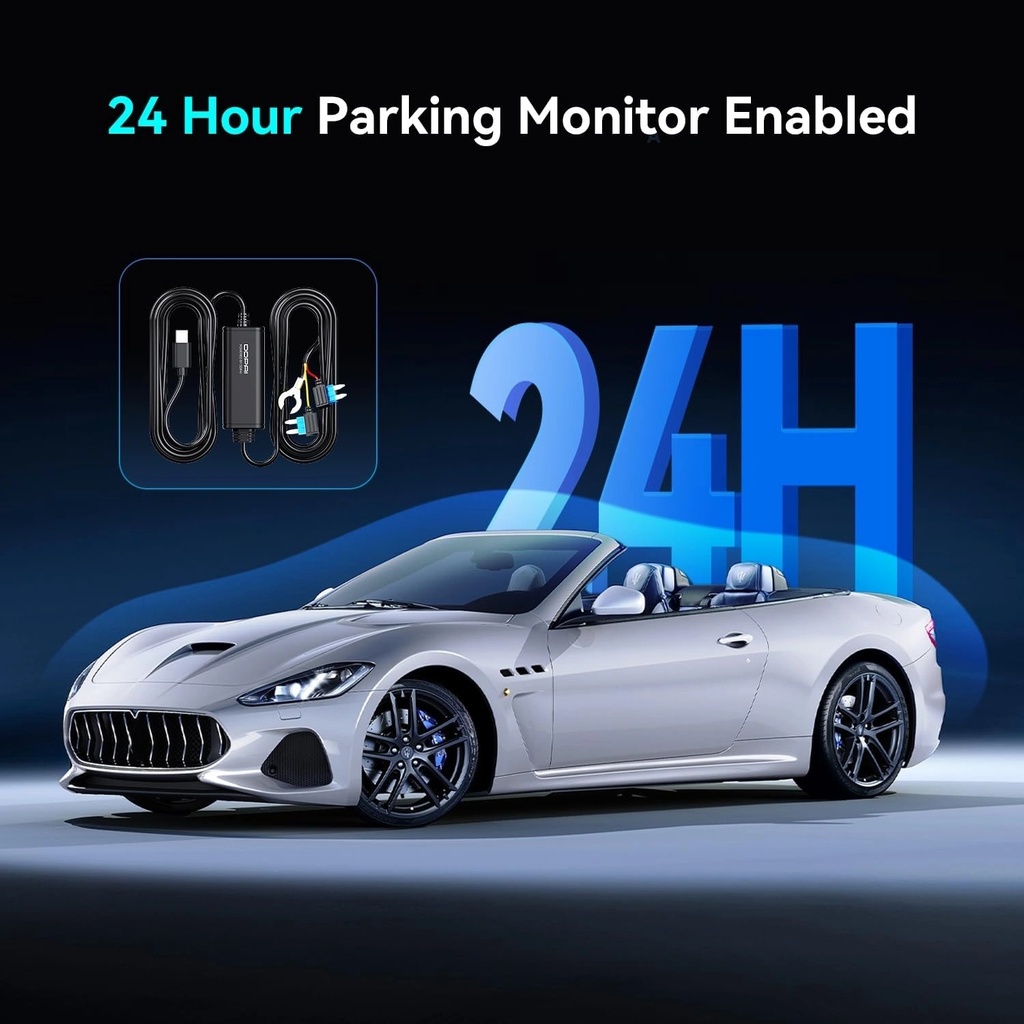DDPAI Dash Cam Hardwire Kit for 24-Hour Parking Monitoring, 12V/24V to 5V/3A with Low Voltage Protection, 3m Cable | DC003 |