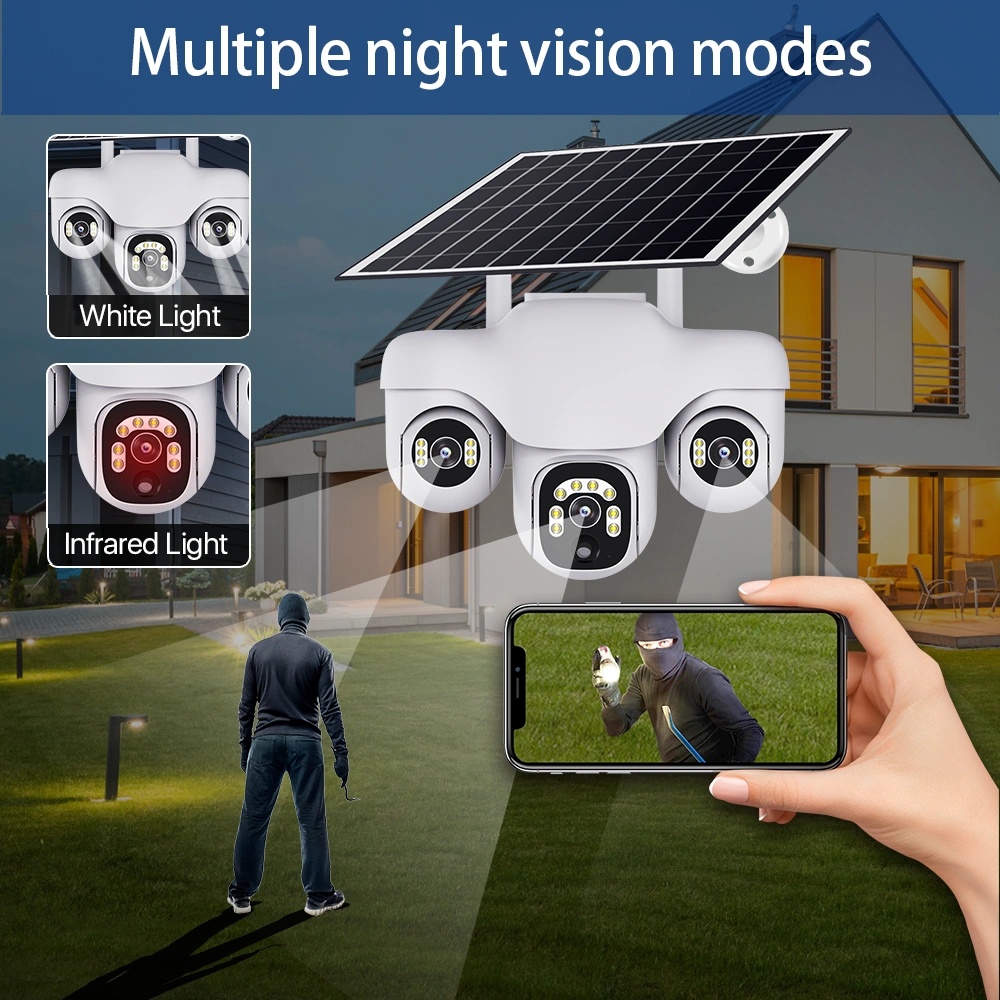 V380 Solar 4G PTZ CCTV Camera with 6MP Triple-Lens, Motion Tracking, Night Vision & Cloud Control | VTS31-G-F |