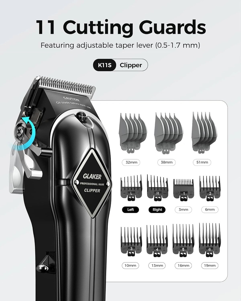Glaker 2 in 1 Professional Hair Clipper + Trimmer | Long Battery Life | LED Display | Safe & Comfortable | Powerful & Quiet Motor | K11S |