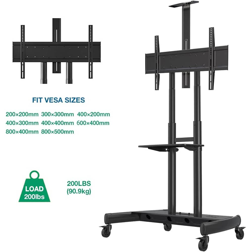 NB Mobile TV Cart Stand with Wheels for 55"–80" Screens, Heavy-Duty 90kg Capacity & Height Adjustment | AVA1800-70-1P |
