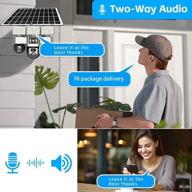 V380 Pro 4G Solar Security Camera – Triple Lens PTZ System, 360° Coverage, Night Vision & IP66 Waterproof | VTS30A-G-F |