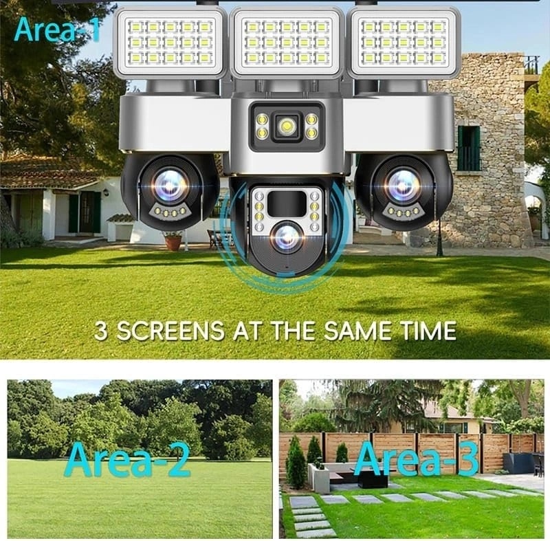 V380 Pro WIFI Solar Security Camera – Triple Lens PTZ System, 360° Coverage, Night Vision & IP66 Waterproof | VTS30A-W-F |