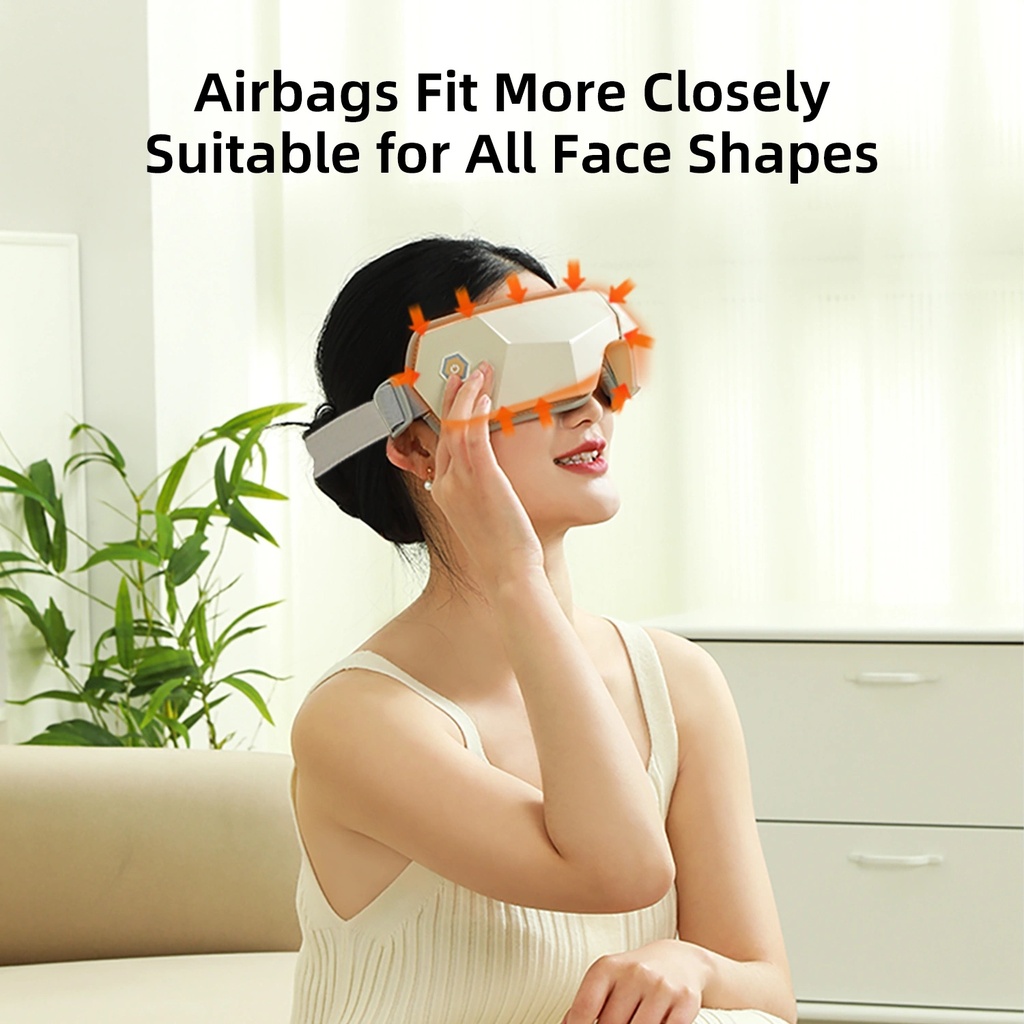 Vyvylabs Eye Massager with Airbag, Heat Therapy & Music – 1200mAh Battery, 6 Modes, 15-Min Auto Timer | HZ-QNA-10 |
