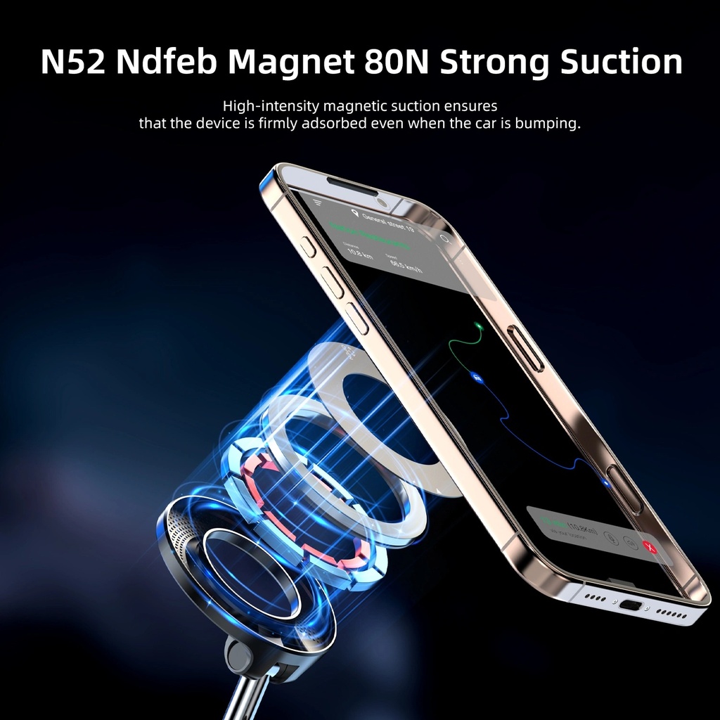 Vyvylabs Z05 360° Rotation Magnetic Foldable Car Phone Holder – Suction Cup Mount, 4.7–6.7” Phones, PC+ABS+Zinc Alloy | VJZ05 |