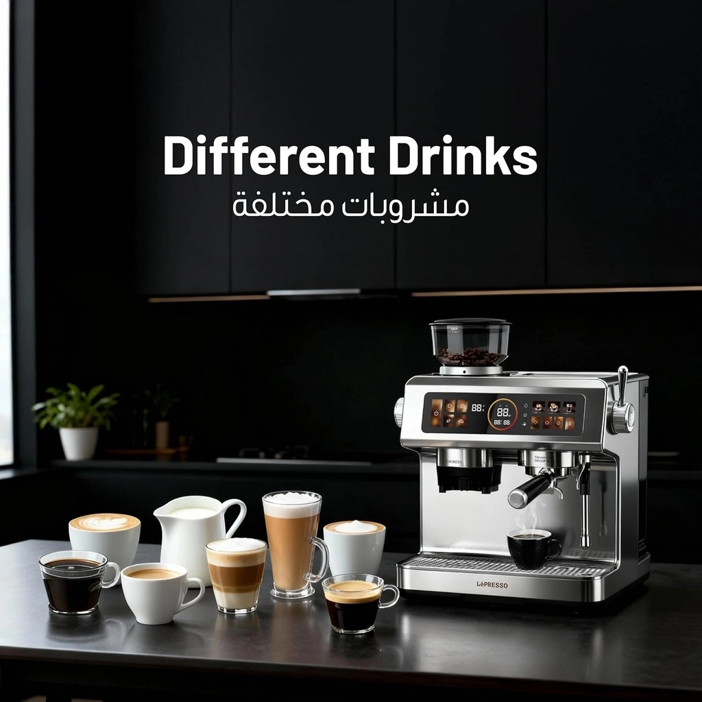 LePresso Deliziosa Semi-Automatic Coffee Machine – 2950W Dual Boiler, 20 Bar Pressure, 2.8L Water Tank, Touch Control | LPCFFSCM0098 |