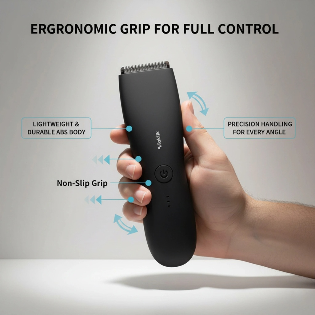 Taktik Body Hair Trimmer for Men – 800mAh Battery, Waterproof Design, 90-Min Runtime, Type-C Charging | TT-BHT800-BK |